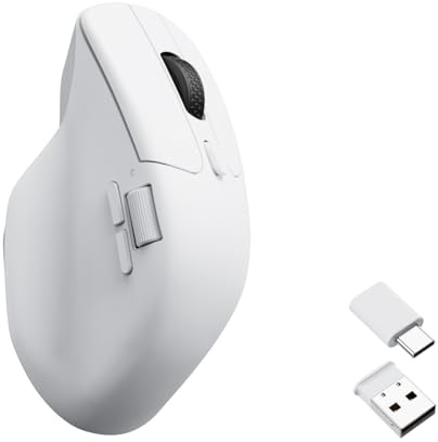 Keychron M6 Wireless Bluetooth/2.4 GHz/Kabelgebundene Optische Maus,1000Hz Leichtgewicht 78g Programmierbarer PixArt 3395 Sensor 26K DPI/ 650 IPS Für Windows Mac Linux (Weiß)