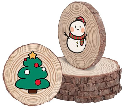 5 Stücke Holzscheiben, 14-15cm Durchmesser Holz Log Scheiben, Runde Naturholz Baumscheiben Ohne Loch, Unvollendete Holzkreise für DIY Basteln Hochzeit Weihnachten Dekoration