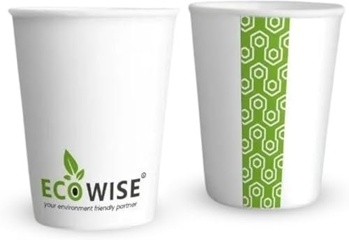 White Disposable Paper Cups for HOT & COLD DRINKS 8oz/230ml, PACK OF 50 Biodegradable Disposable Cups for Cafe, Home, Office, Birthday Parties