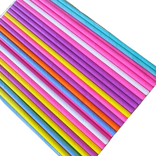 Colourful Paper Straws 100 Pack,Multi Colored Drinking Straws-Bubblegum Colours-Biodegradable,Food Safe,Planet friendly!For Party,Kids Party,Wedding,Camping,Pubs/Bars,Baby Shower,Schools or any Event!