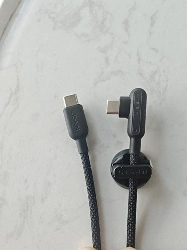LISEN USB C to USB C Charger Cable 100W, Type C Charger Cable Fast Charging [2M, Cord Holder] Right Angle USBC to USBC for iPhone 17 16 15 Pro Max, MacBook Pro/Air, HP, iPad Air 5, Galaxy S25, PS5