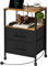 MYGIIVOVO Bedside Table with Charging Station, Nightstand with 2 USB Ports for Bedroom, with 4 Castors and 2 Fabric Drawers (2 Drawers, Black)