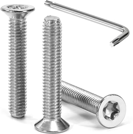 Tunejoy Vis à Tête Fraisée Torx M6 x 35 mm Vis à Six Pans Creux en Acier Inoxydable A2 V2A à Tête Fraisée Métaux avec Clé T30 Filetage Complet 30 Pièces