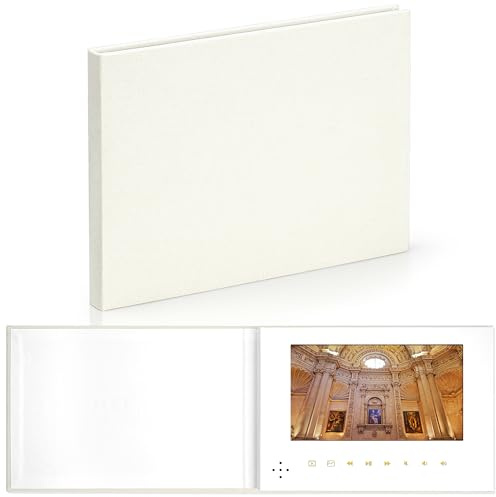 EclatView Books – Blanko-Video-Grußkarte aus Leinen, 17,8 cm (7 Zoll) HD-Bildschirm, 4 GB Speicher, unabhängige Geschenk-Box-Verpackung, perfekt für Hochzeiten, Jubiläen und besondere Anlässe