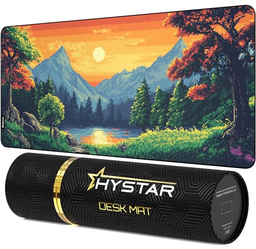 Hystar Tapis de souris de jeu étendu | XXXL 114,3 x 50,8 cm | 5 mm d'épaisseur, surface imperméable, tissu polyester lisse et base en caoutchouc naturel | Pixel Ridge