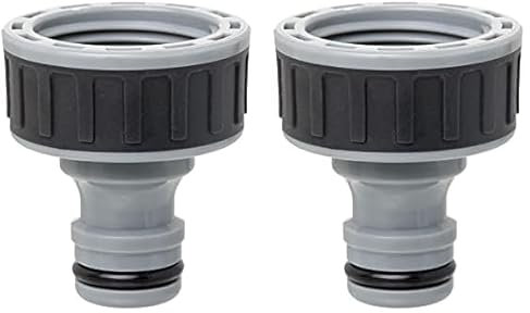 TATAY Nez de Robinet Femelle 3/4 Premium, Connecteur Universel pour Tuyau d'Arrosage, Protection solaire, Installation facile, Gris - Noir (Lot de 2)