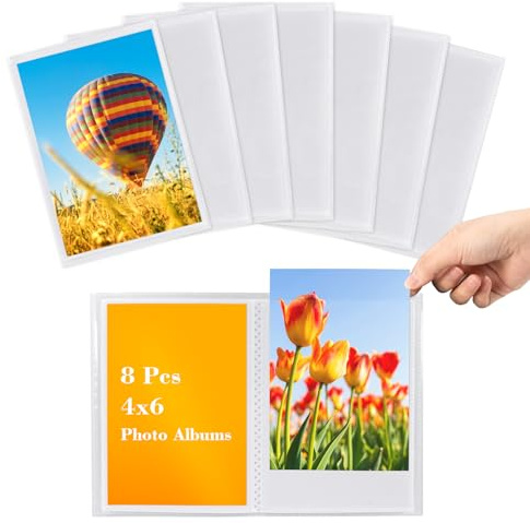 MAQIHAN Photo Albums 4x6 Pictures - Set of 8 Small Photo Album 4x6, Mini Picture Book with Pockets, Customizable Cover for Wedding, Travel, Family Memories, Postcards and Keepsakes