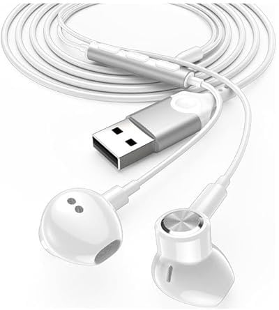 USB Earphones for PC,USB Headset with Microphone Computer Headphone with Mic Lightweight PC Headset Noise Cancelling HiFi Stereo Gaming Earphone for Dell Laptop, MacBook Pro,Office Computer(8.2ft)