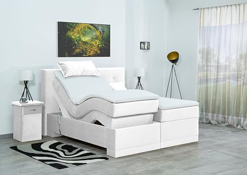 Boxspringbett Lapi 240x220, VS-Weiß, 7-Zohnen Taschenfederkernmatratze, Ergoflex - Inklusive Aufbau - Deutscher Hersteller