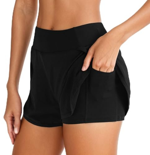 Neteson Pantaloncini Corsa 2 in 1 Donna Pantaloncini Sportivi con Tasca