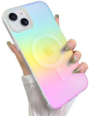 Heaofei Aesthetic Case for iPhone 14 & 13 Case, Gradient Iridescent