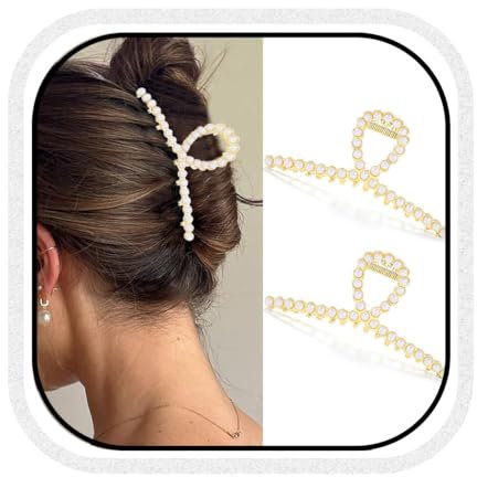 Zoestar Pinzas para el pelo de perlas de metal dorado con perlas, pinzas para el pelo elegantes accesorios para el cabello para mujer (paquete de 2)