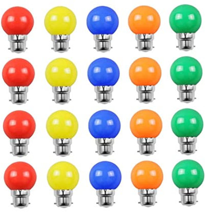 rupusiner Bulbi colorati a LED B22 Lulbo della baionetta Bulbo multicolore Mini Golf Pall Bulbs 20PCScolatorite
