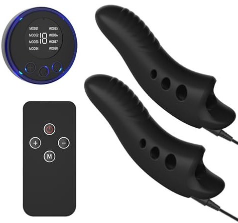 BDSM Elektroschock Fingerhülle Silikon Vaginalplug Analplug 8Modi 19Intensitätsstufen Fernsteuerung von Elektrostimulationsmodus Fingerplug G Punkt Stimulation Geeignet für SM Männer und Frauen