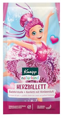 Kneipp naturkind Badekristalle + Konfetti Herzballett - Badezusatz mit Himbeerduft - Für sensible Kinderhaut - 40g