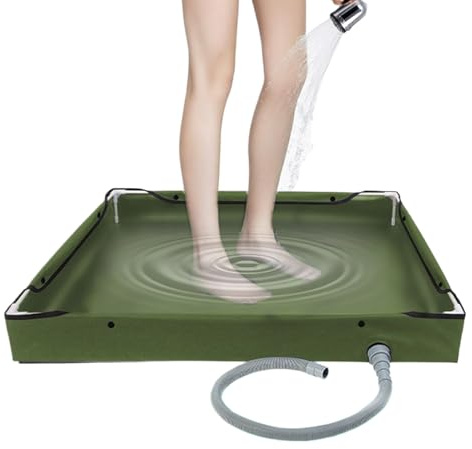 Gwtdtoad Receveur de douche d'extérieur, bac de douche mobile pour camping, équipement de salle de bain avec tuyau de vidange pour adultes, voyageurs, salle de bain