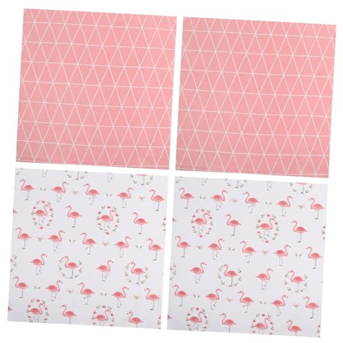 CORHAD Baumwollstoff 4 Stück 50x50cm Flamingo Motiv Selbstgemacht Patchwork Stoff Quadrate Zum Nähen Handarbeit Quiltzubehör Für Basteln Und Hobby