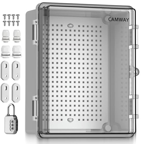 CAMWAY Wasserdichter Verteilerkasten IP67, 22x17x11cm mit Montagezubehör | mit Zahlenschloss, Verstärktes ABS-Material, Einfache Montage, schaltschrank für Innen & außen, Garage, Keller, Sichtbar
