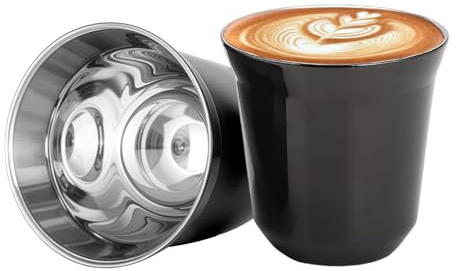 GREATRICH Set di 2 Tazzine Caffè in Acciaio Inossidabile 304, 80 ml Set Tazzine da Caffè Particolari, Isolante a Doppia Parete, Tazze Caffe Antiurto, per Casa, Ufficio, Viaggi e Idea Regalo