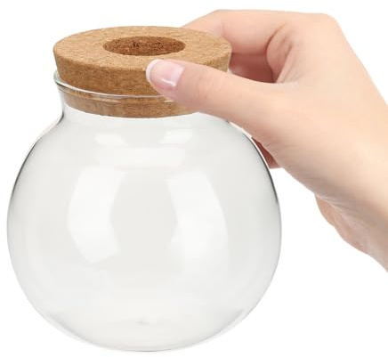 GANAZONO Wasserpflanzen Glasvase mit Holzunterlage Hydrokultur Pflanzterrarium für Fensterbank und Regal Glasbehälter für Zimmerpflanzen und Monstera