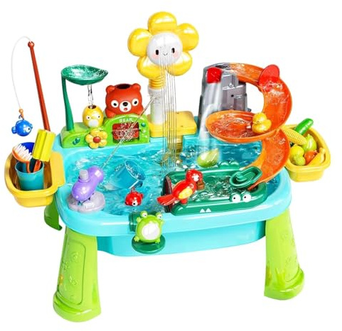 Tavolo Ad Acqua Per Bambini - 59x33x42 Cm Lavello Da Gioco Cucina Con Ciclo Acqua - Stazione Di Gioco Sensoriale - Per Bambini In Età Prescolare, Sala Giochi Interna, Bagno, Cortile, Giardino