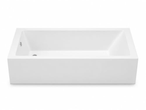 Baignoire rectangulaire blanche Slim 170x70 cm - Tablier + Vidage chrome + pieds - MODAN