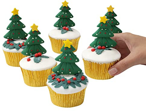 Cake Factory Christmas Cake Decorations Tree Topper 6pc (Trees)