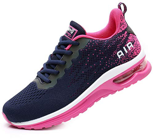 FLARUT Scarpe da Ginnastica Corsa Sportive Fitness Donna Running Sneakers Basse Interior Air Casual all'Aperto(Blu Rosa,37)