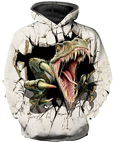 TOKYMOON Unisex Kinder Dinosaurier Hoodies Jungen 3D Druck Kapuzenpullover Mädchen Pullover Kinder Hoodie 3D Langarm Sweatshirt Pullover Mit Taschen Pulli Beige 140