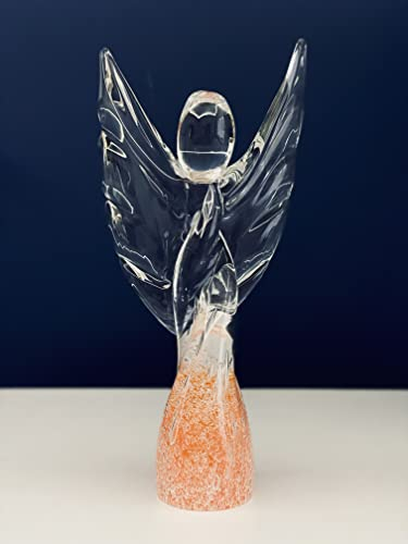 Kristall-Engelsstatue Wohnaccessoires Engel Ornament mundgeblasene Figur Taufe Hochzeitsgeschenk Sammelfigur Glasengel Skulptur Tischdekoration Heimdekoration, Orange, 29 cm