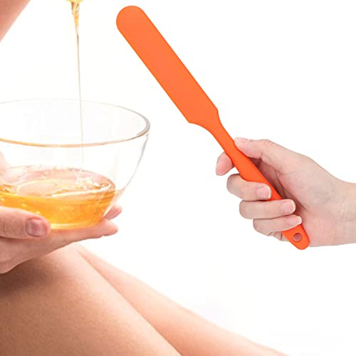 Non Stick Wax Spatulas, Silicone Waxing Applicator, Reusable Hair Removal Waxing Applicator Scraper Reusable Scraper Hard Wax Sticks for Home Salon Wax Warmer (Orange)