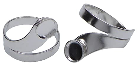 2 Stück 925 Sterling Silber Ring Rohling mit 6mm Fassung für Cabochons zur Schmuckherstellung