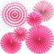 Ruidee 6Pcs Hanging Paper Fan Decorations, Colorful Fans for Parties, Carnivals, and Birthdays (Rose)