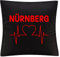 VIMAVERTRIEB® Kissenbezug Nürnberg - Herzschlag - Druck: rot - Kissen Bezug Fußball Fanartikel Fanshop - schwarz