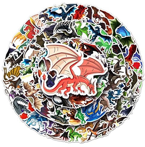 Dragon Stickers for Laptop (100 PCS),Gift for Children Teens Adults Girl Boys,Waterproof Stickers for Water Bottle,Dragon Vinyl Stickers for Scrapbook,Skateboard,Bike,Phone,Dairy