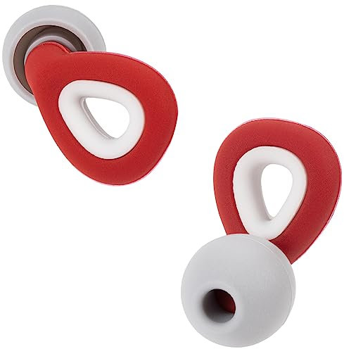 Noise Cancelling Plugs for Sleep, Work, Concerts, Travel, Flights - Reusable Silicone Hearing Protection With 3 Sizes Tips S, M, L (Red)