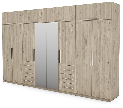 e-Meblast Kleiderschrank 360x220cm Schubladen Ankleidezimmer Schlafzimmer | Kleiderstange, Ablagen, Geräumiger praktischer Schrank, Schubladen, Ankleidezimmer, Schlafzimmer