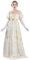 FCCAM Goldene Regency Kleider für Frauen 1800er Vintage Kleid Viktorianisches Ballkleid mit Handschuhen XXL