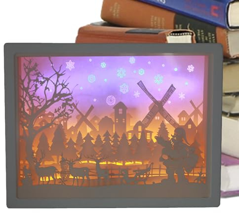 itrimaka Papercut-Leuchtkasten, 3D-Schattenlicht zum Schneiden von Papier für Weihnachten, Nachtbeleuchtungsprodukte für Wohnzimmer, Schlafzimmer, Eingangsbereich, Kinderzimmer, Arbeitszimmer