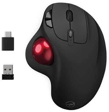 Mobility Lab – Mouse Wireless Trackball – Mouse senza fili con rotella di pollice, precisione regolabile, connessione USB e USB-C, compatibile con macOS e Windows – nero