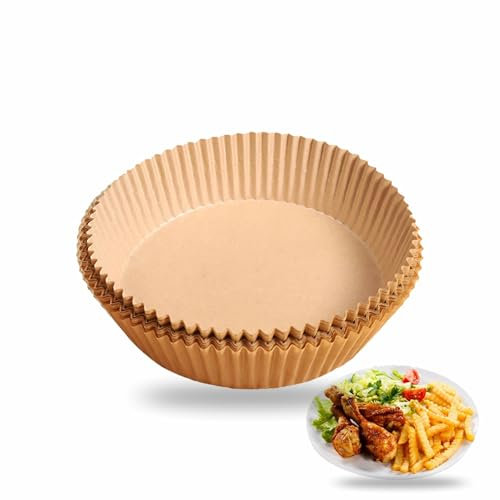 Air Fryer Liners Paper Liners Disposable Parchment Paper Liner Oil Proof Food Grade Baking Paper for Air Fryer Roasting Microwave Oven Baking and Cooking 6.3 Inches Round (100pcs)