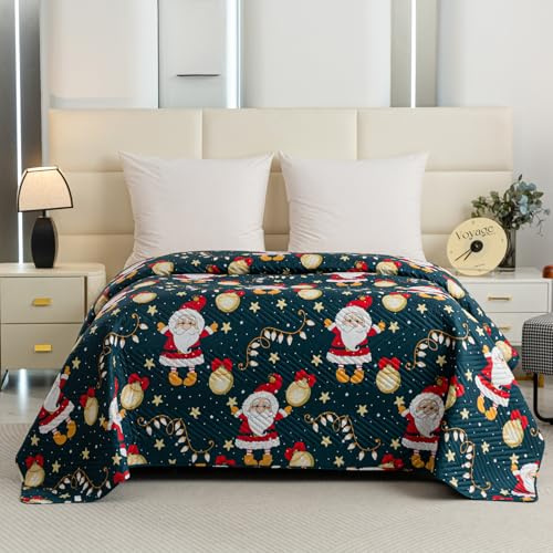 FEBE Tagesdecke Weihnachts Nikolau Bettüberwurf 170x200 cm Überwurfdecke Sofadecke Sofaüberwurf Flauschig Mikrofaser Zimmer Deko