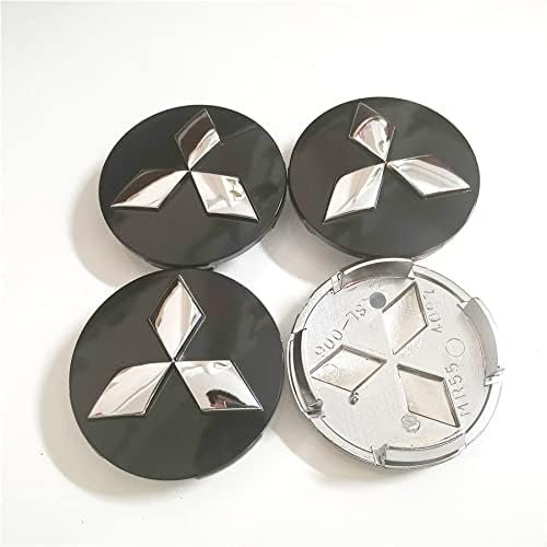 LyTTuu 4 Stück Auto Radkappen für Mitsubishi 60mm, Felgenabdeckung Radnabenabdeckung Radmitte Wasserdicht Staubdicht Rostfrei Styling Zubehör,B