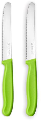 targzier Tomato Knife Set of 2, Serrated Kitchen Knives,Stainless Steel Tomato Knives Set,Utility Knifes,Wavy Edge Small Kitchen Knife&Sharp Knife,Ergonomic Handle,Green
