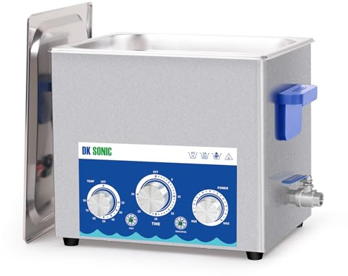 DK SONIC Industrieller Ultraschallreiniger 10L, 240W, Ultraschall-Vergaserreiniger mit einstellbarer Leistung, Timer und Heizung für Teile, Leiterplatten und Kettenreinigung (inklusive Korb)