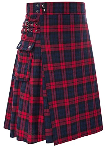 Kilt écossais pour Hommes Taille élastique avec Doublure en Maille Kilt Cargo Tactique