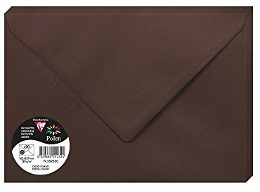 Clairefontaine 55232C - Packung mit 20 Umschläge Pollen gefüttert, Format C5 (16,2x22,9cm), 120g, ideal für Ihre Einladungen und Korrespondenz, Kakaobraun, 1 Pack