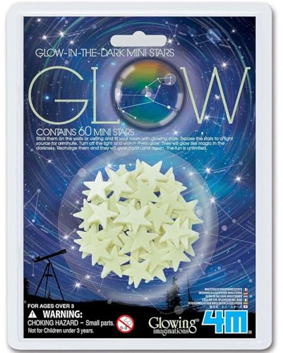 4M Glow-in-the-Dark Mini Stars, 60 Glowing Star Stickers for Wall & Ceiling