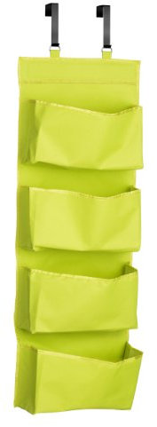 Premier Housewares 1901116 4-Tier Over Door Hanging Organiser - Lime Green H90 x W20 x D34cm