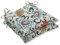 Pillow Perfect Floral Indoor/Outdoor Chair Seat Cushion with Ties Getuftet, Wetter-und lichtbeständig, Blau/Braun Pom Play, 18.5 x 19, 2